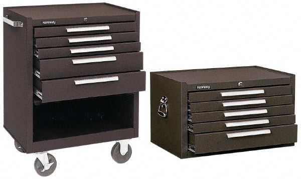 5 Drawer, 2 Piece, Brown Steel Roller Cabinet Combo MPN:0092352/0067777