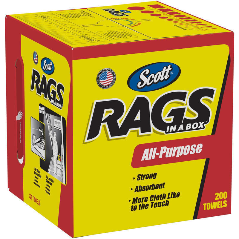 Scott Rags In A Box - 13in Length x 10in Width - 200 / Box - 8 / Carton - Soft, Strong, Lint-free, Absorbent - White MPN:75260CT