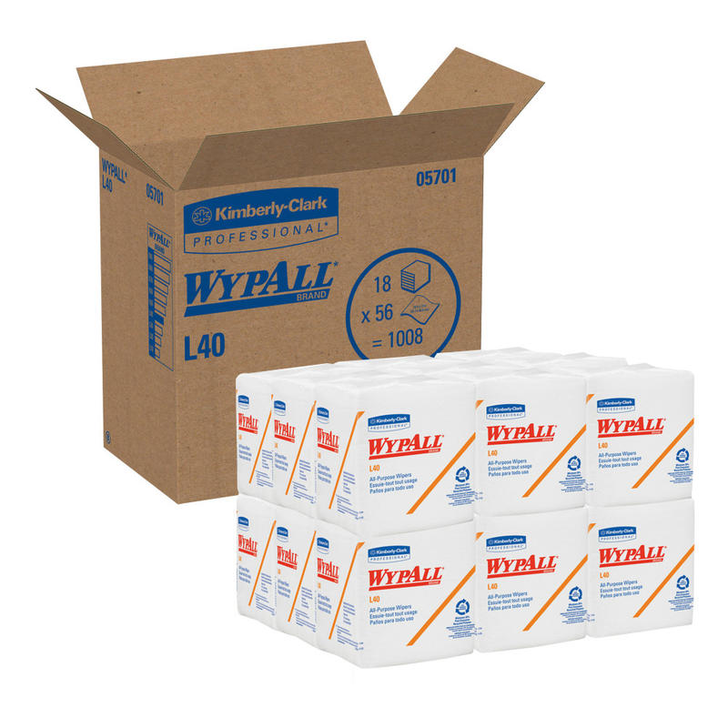 Kimberly-Clark Professional Wipers Wypall L40, Box Of 18 Packs, 56 Towels per Pack, 1008 Towels per Carton Total MPN:05701CT