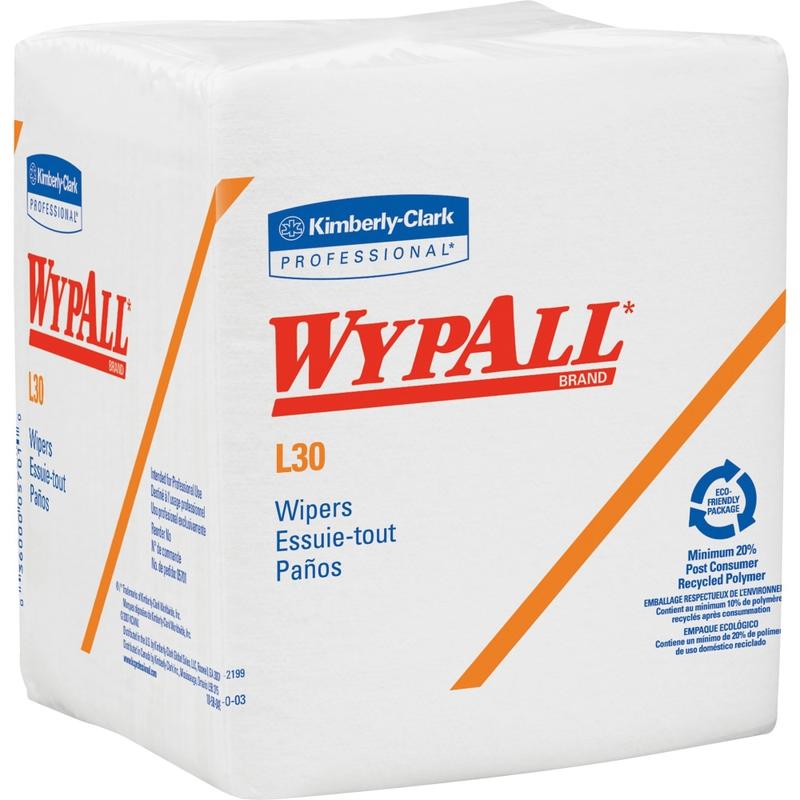 Wypall L30 Light Duty Wipers - Quarter-fold - 12.50in x 12in - White - Light Duty - For Face, Hand - 90 Quantity Per Pack - 1 / Pack (Min Order Qty 9) MPN:05812PK