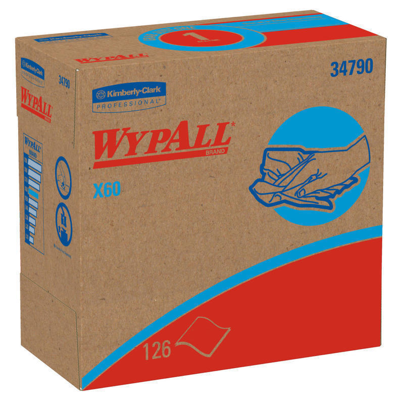 Kimberly-Clark Professional Wipers WypAll X60 Pop-Up Box, 9 1/10in x 16 4/5in, Box Of 118 (Min Order Qty 5) MPN:34790