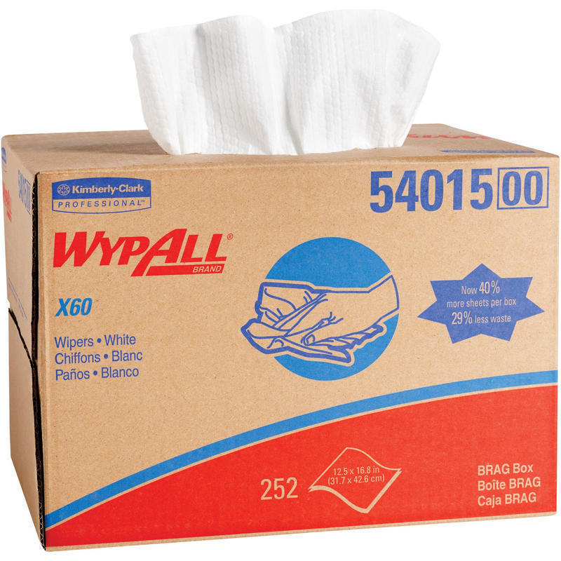 Wypall GeneralClean X60 Multi-Task Cleaning Cloths - Brag Box - 11.10in x 16.80in - White - Cloth - 236.0 Per Box - 1 / Carton (Min Order Qty 2) MPN:54015