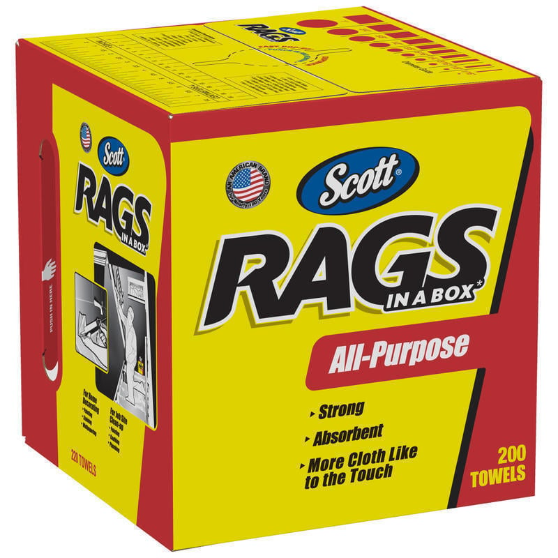 Scott Rags In A Box, 9in x 12in Sheet Size, White, Box Of 200 Rags (Min Order Qty 4) MPN:75260