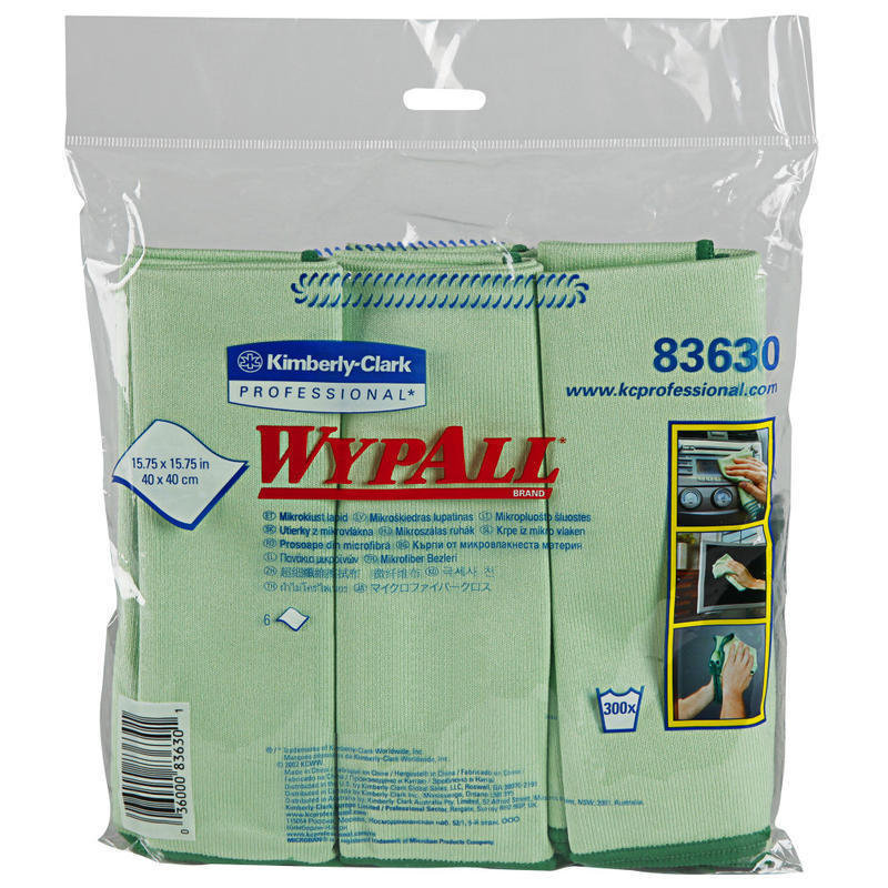 Wypall Microfiber Cloths, Green, Pack Of 6 (Min Order Qty 3) MPN:83630