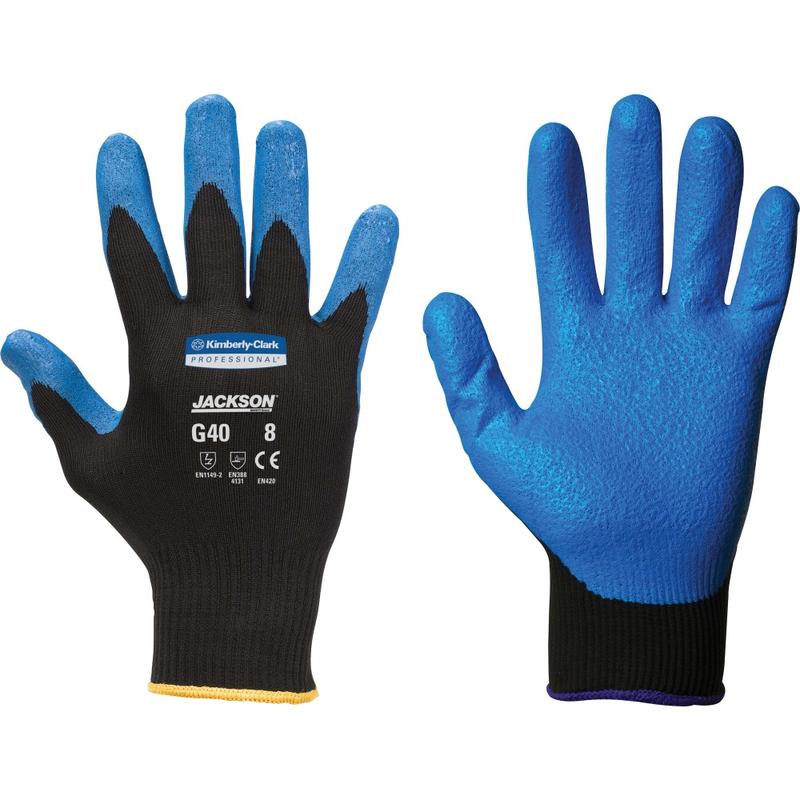 Kleenguard G40 Foam Nitrile Coated Gloves - Nitrile Coating - 7 Size Number - Small Size - Blue, Black - Washable, Silicone-free - For Automobile/Aviation Industry, Metal Handling, Glass Handling, Wood Handling, Multipurpose, Assembling - 24 MPN:40225CT