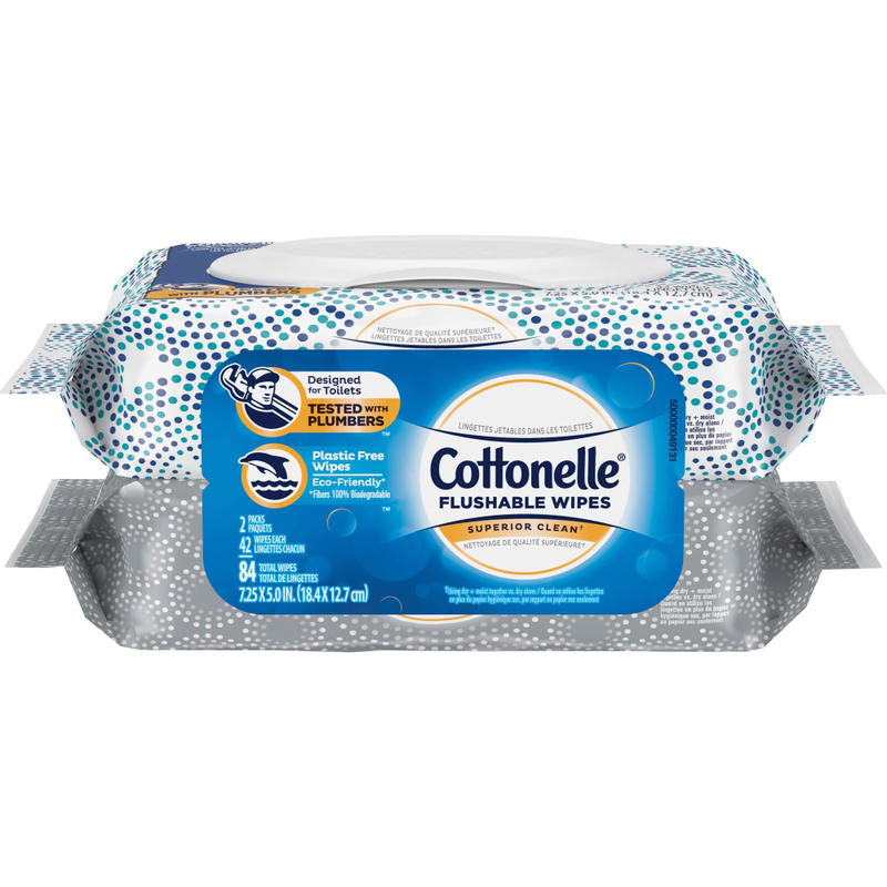 Kimberly-Clark Professional Cottonelle Fresh Care Flushable Wet Wipes, 42 Wipes Per Pouch, Pack Of 2 Pouches (Min Order Qty 9) MPN:KCC35970