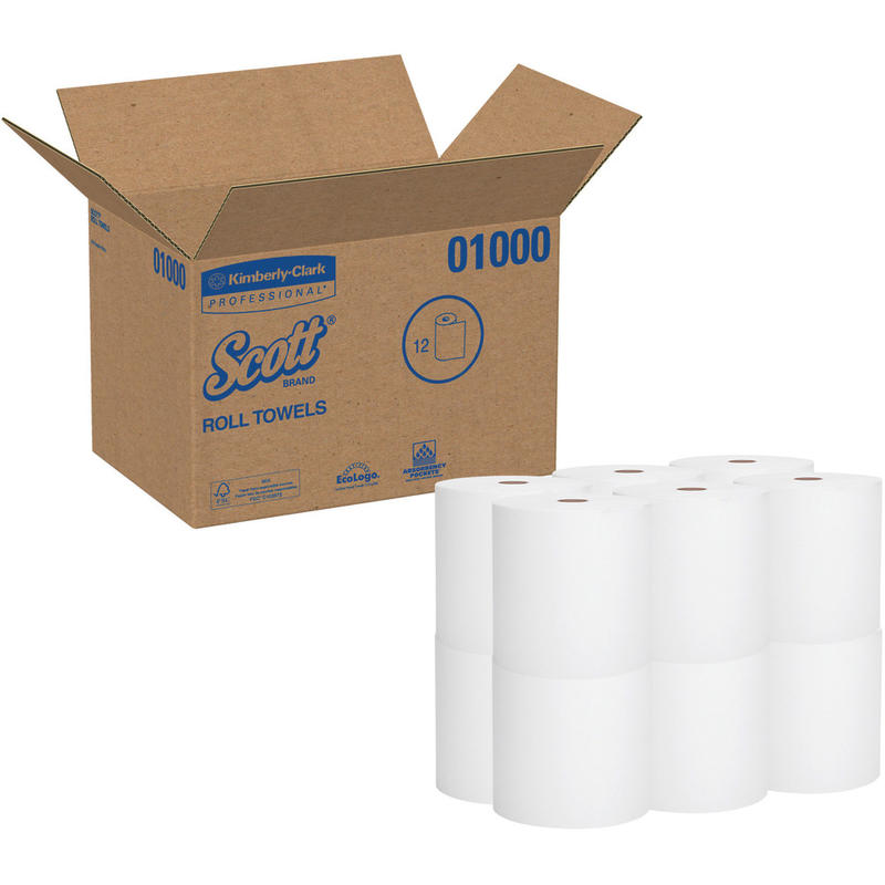 Scott Hardwound 1-Ply Paper Towels, 60% Recycled, 1000ft Per Roll, Pack Of 12 Rolls MPN:1000