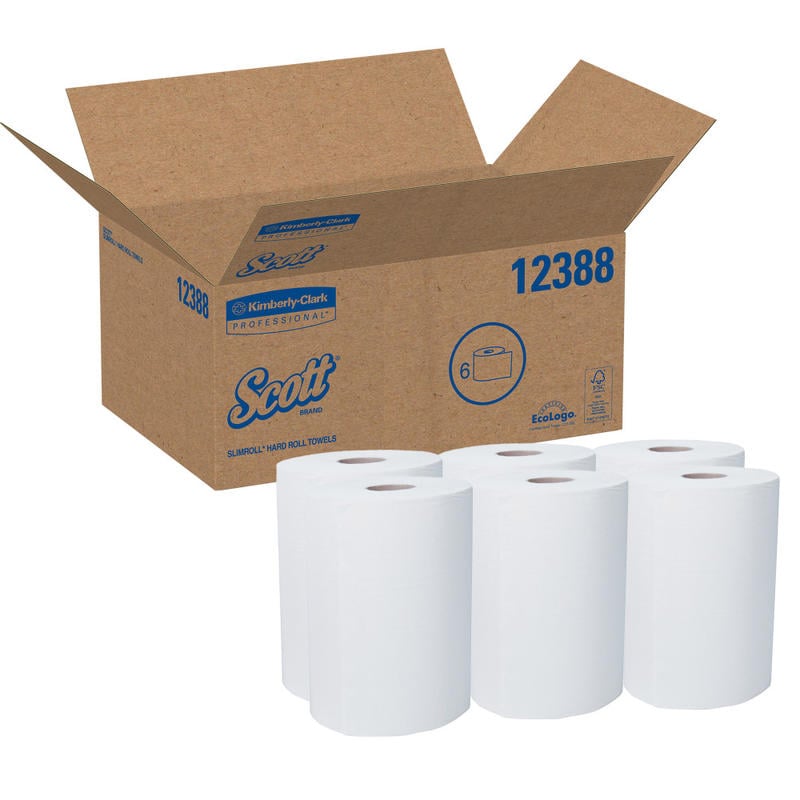 Scott Slimroll 1-Ply Paper Towels, 70% Recycled, Pack Of 6 Rolls MPN:12388