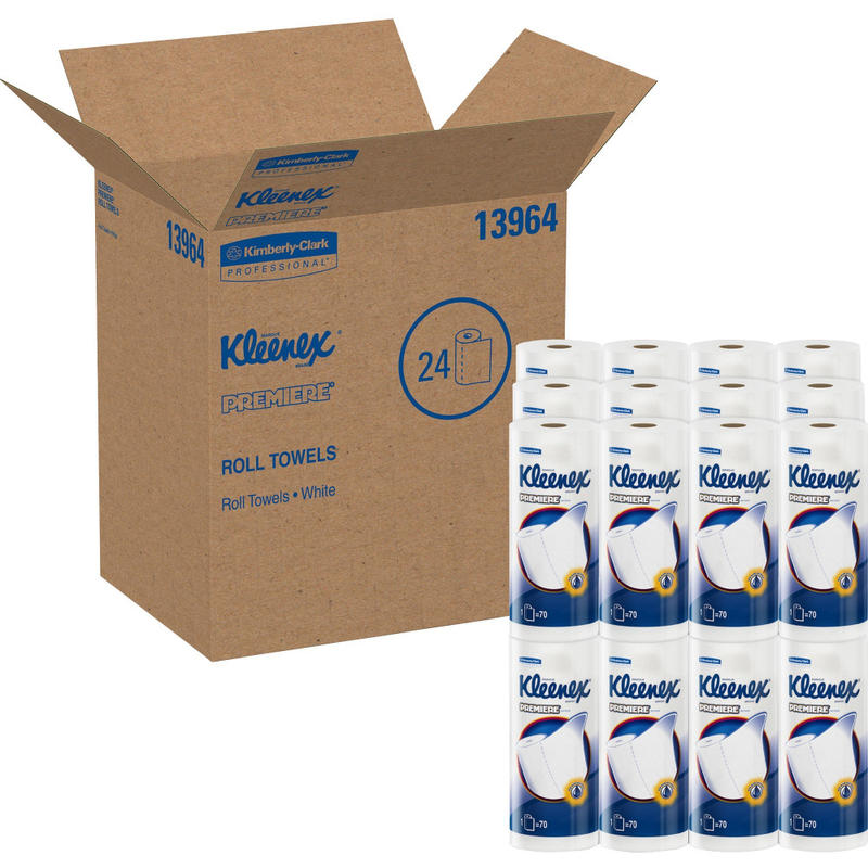 Kleenex Premier 1-Ply Paper Towels , Perforated, 70 Sheets Per Roll, Pack of 24 Rolls MPN:13964