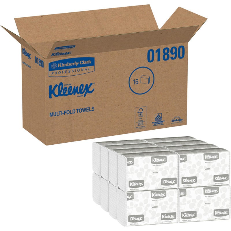 Kleenex Multi-Fold 1-Ply Paper Towels, 150 Per Pack, Case Of 16 Packs (Min Order Qty 2) MPN:1890