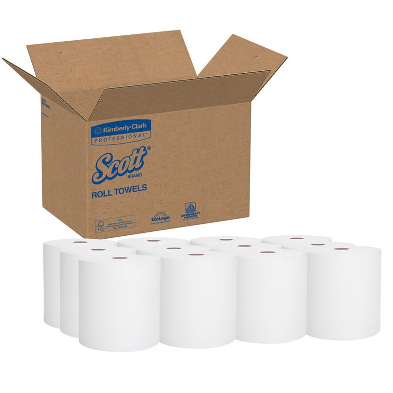 Scott Hardwound 1-Ply Paper Towels, 60% Recycled, 400 Sheets Per Roll, Pack Of 12 Rolls MPN:2068