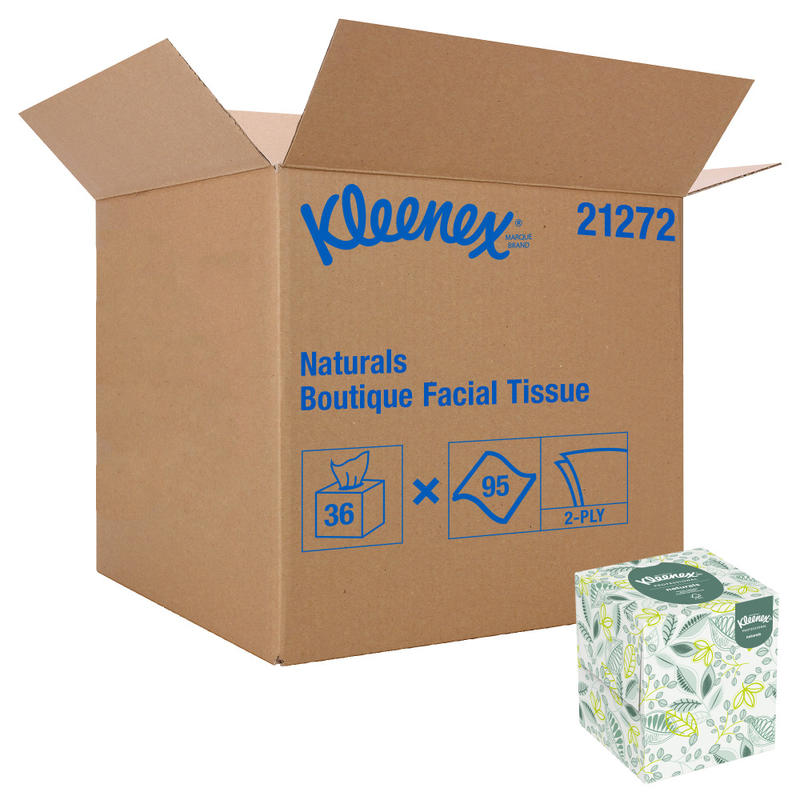 Kleenex Professional Naturals Boutique Facial Tissue Cube, 90 Sheets Per Box, Case of 36 Boxes MPN:21272