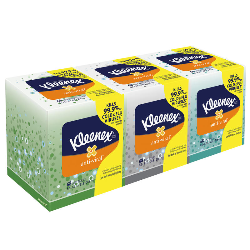 Kleenex Professional Anti-Viral 3-Ply Facial Tissues, White, 55 Tissues Per Box, Pack Of 3 Boxes (Min Order Qty 5) MPN:21286