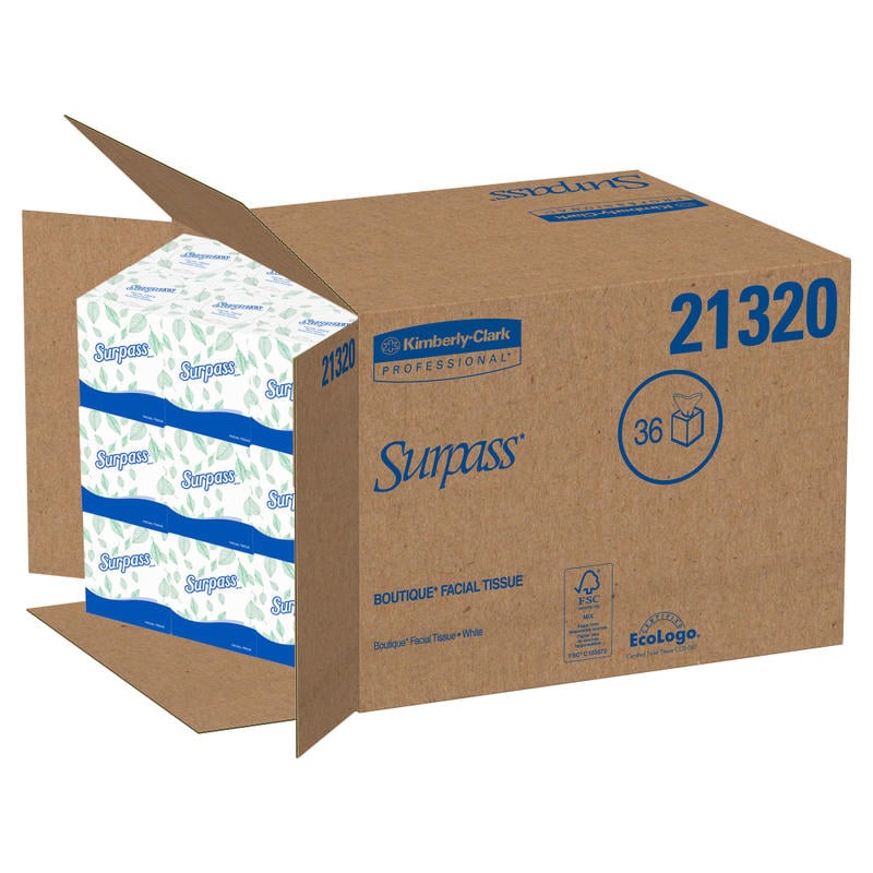 Surpass Boutique 2-Ply Facial Tissue Cube, Unscented, 90 Sheets Per Box, Case of 36 Boxes MPN:21320