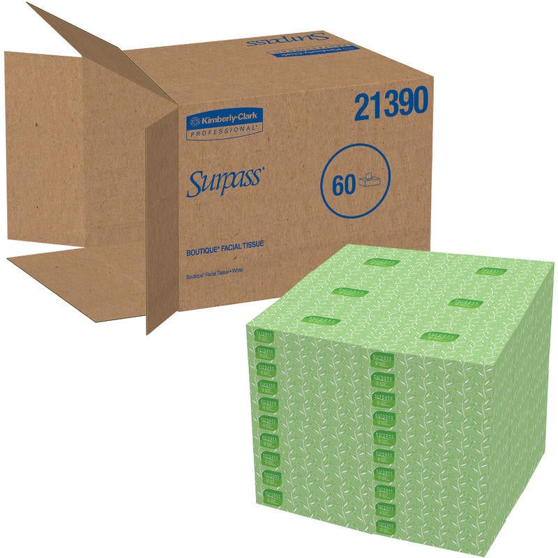 Surpass 2-Ply Facial Tissues, 45% Recycled, FSC Certified, White, 125 Per Box, Pack Of 60 MPN:21390