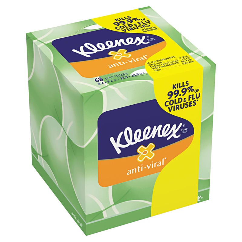 Kleenex Anti-Viral Facial Tissue, 68 Tissue Per Box, Case Of 27 Boxes (Min Order Qty 2) MPN:25836CT