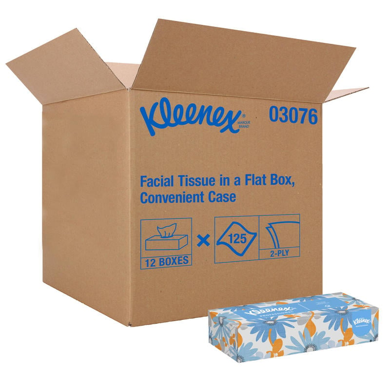 Kimberly-Clark Professional 2-Ply Facial Tissue, 125 Sheets Per Box, Case Of 12 Boxes (Min Order Qty 2) MPN:3076