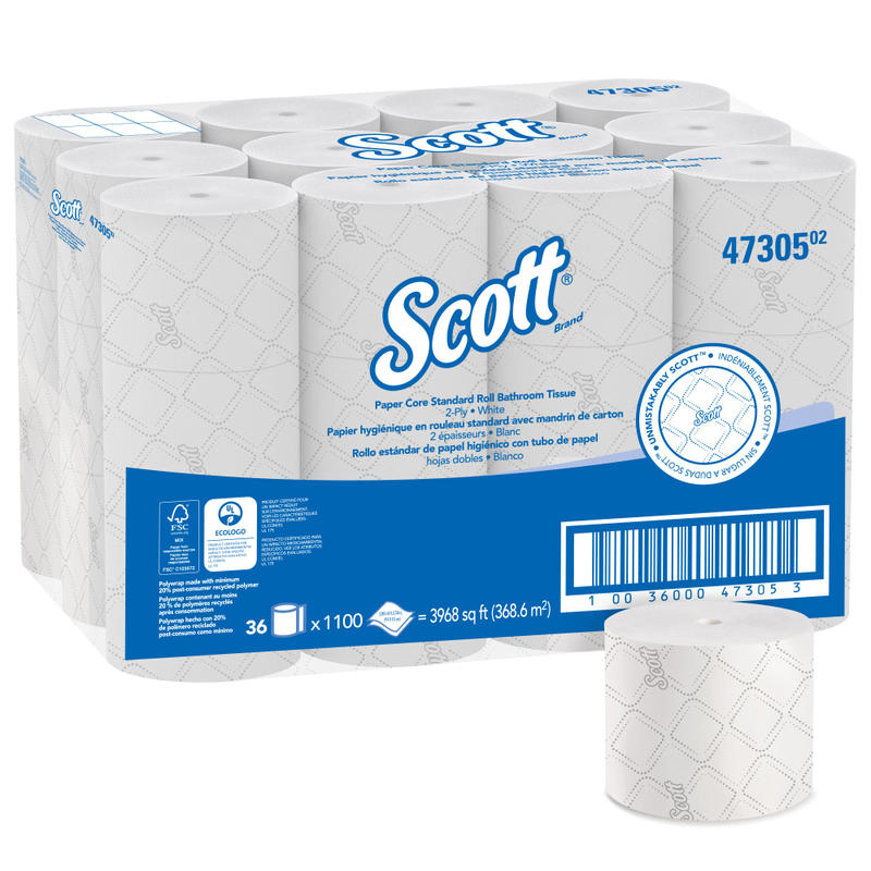 Scott Pro Small-Core High-Capacity 2-Ply Toilet Paper, 1100ft Per Roll, Pack Of 36 Rolls MPN:47305