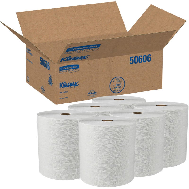 Kleenex Professional 1-Ply Paper Towels, 50% Recycled, 600ft Per Roll, Pack Of 6 MPN:50606