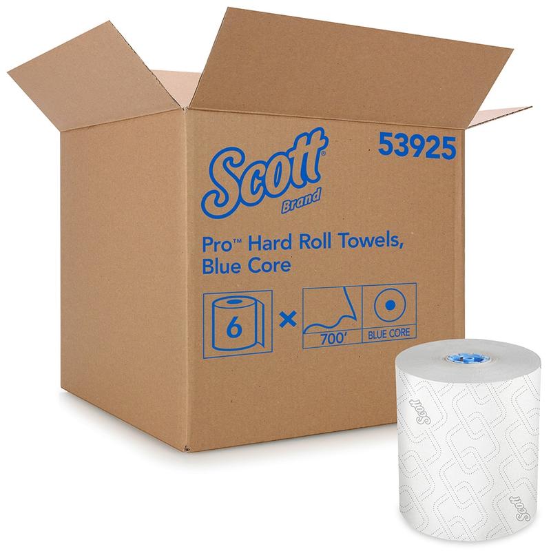 Pro High-Capacity Hard Roll Towels with Elevated Design & Absorbency Pockets, for Blue Core Dispensers, White MPN:53925