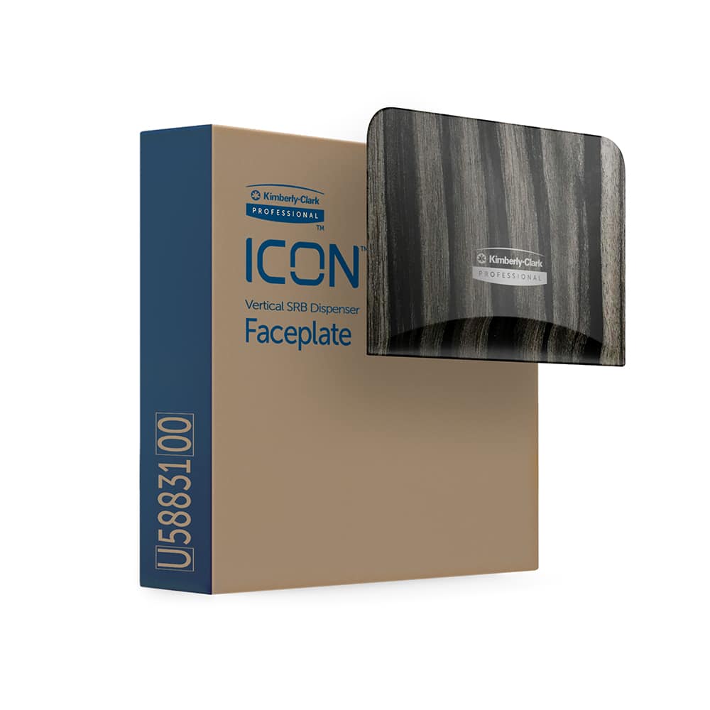 ICON Faceplate, Ebony Woodgrain Design, for Coreless Standard Roll Vertical Toilet Paper Dispensers 2 Roll MPN:58831