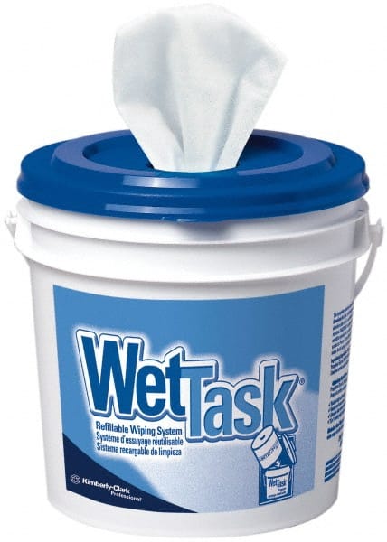 PowerClean WetTask Wipers for Disinfectants, Sanitizers & Solvents, Center-Pull Roll, White, Bucket Included MPN:6211