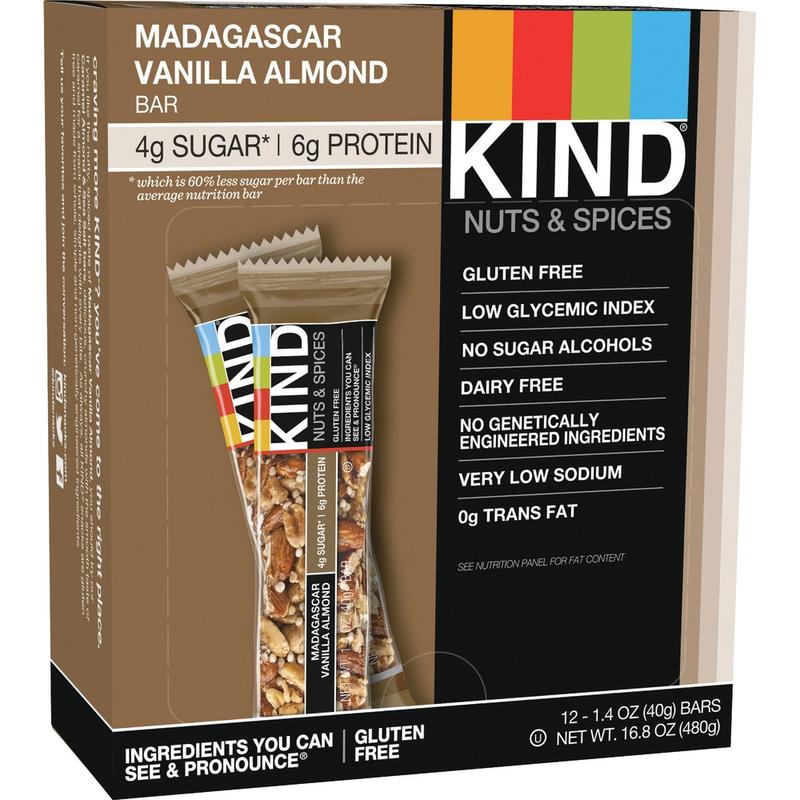 KIND Madagascar Vanilla Almond Bars, 1.41 Oz, Box Of 12 (Min Order Qty 3) MPN:17850