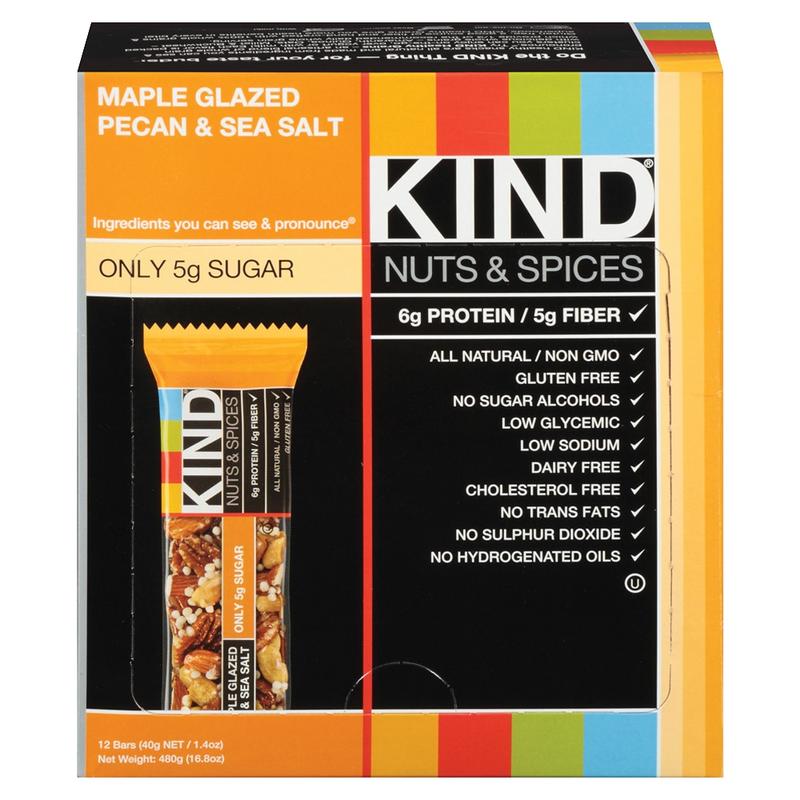 KIND Maple Glazed Pecan And Sea Salt Nut And Spice Bars, 1.4 Oz, Box Of 12 (Min Order Qty 3) MPN:17930