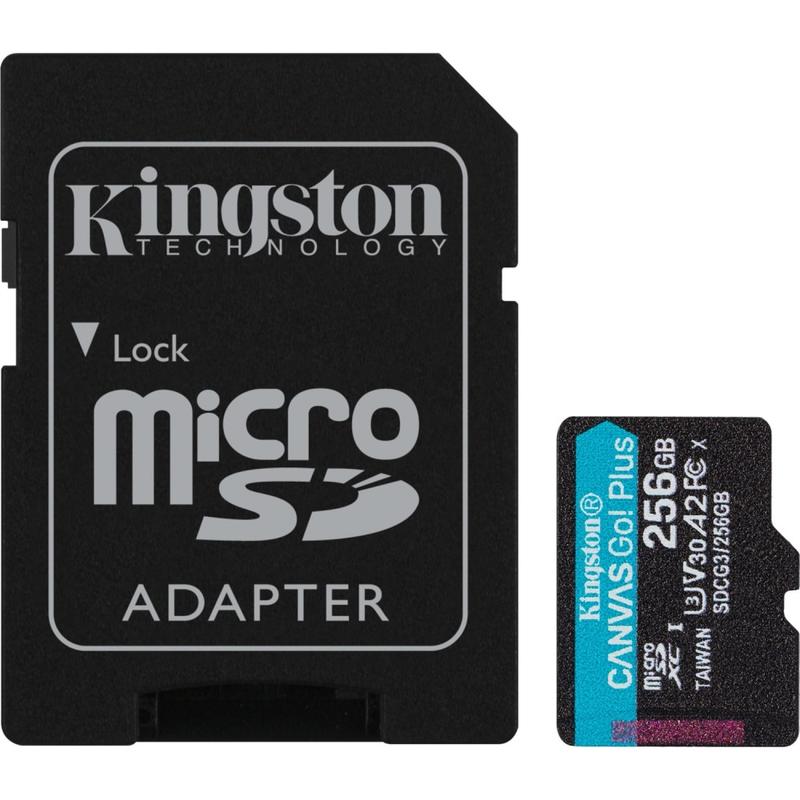 Kingston Canvas Go! Plus SDCG3 256 GB Class 10/UHS-I (U3) microSDXC - 170 MB/s Read - 90 MB/s Write - Lifetime Warranty MPN:SDCG3/256GB