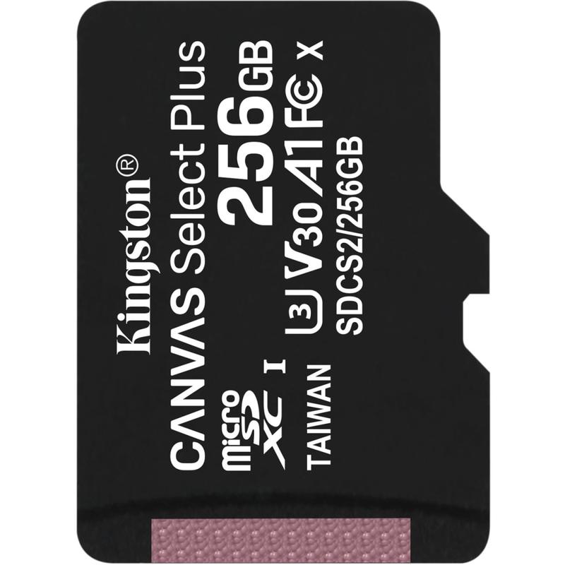 Kingston Canvas Select Plus SDCS2 256 GB Class 10/UHS-I (U3) microSDXC - 1 Pack - 100 MB/s Read - 85 MB/s Write - Lifetime Warranty (Min Order Qty 2) MPN:SDCS2/256GBSP