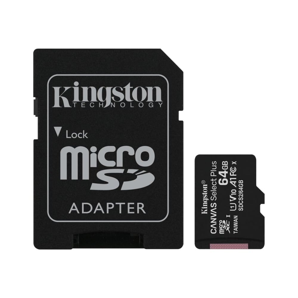 Kingston Canvas Select Plus SDCS2 64 GB Class 10/UHS-I (U1) microSDXC - 2 Pack - 100 MB/s Read - Lifetime Warranty (Min Order Qty 3) MPN:SDCS2/64GB-2P1A