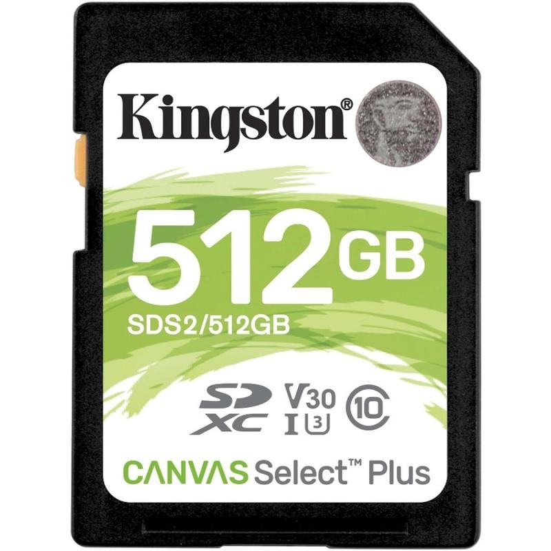 Kingston Canvas Select Plus SDS2 512 GB Class 10/UHS-I (U3) SDXC - 1 Pack - 100 MB/s Read - 85 MB/s Write - Lifetime Warranty MPN:SDS2/512GB