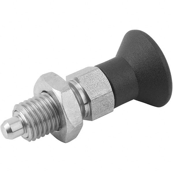 M8x1, 13mm Thread Length, 4mm Plunger Diam, Hardened Locking Pin Knob Handle Indexing Plunger MPN:K0338.02004