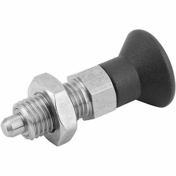 M8x1, 13mm Thread Length, 4mm Plunger Diam, Locking Pin Knob Handle Indexing Plunger MPN:K0338.12004