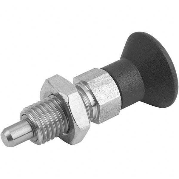 M8x1, 13mm Thread Length, 4mm Plunger Diam, Hardened Locking Pin Knob Handle Indexing Plunger MPN:K0630.202004