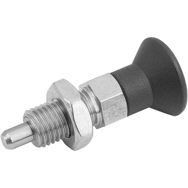 M8x1, 13mm Thread Length, 4mm Plunger Diam, Locking Pin Knob Handle Indexing Plunger MPN:K0630.212004