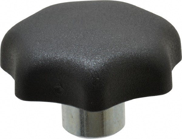 Star Lobed Knob: 40 mm Head Dia, 7 Points, Thermoplastic Elastomer, Black MPN:K0153.108