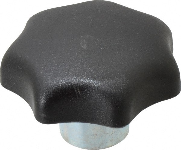 Star Lobed Knob: 50 mm Head Dia, 7 Points, Thermoplastic Elastomer, Black MPN:K0153.110