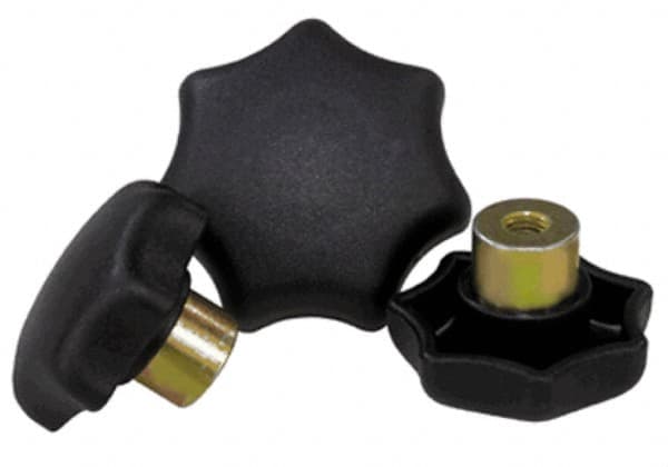 Star Lobed Knob: 63 mm Head Dia, 7 Points, Thermoplastic Elastomer, Black MPN:K0153.112