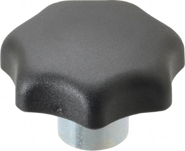 Lobed Knob: 50 mm Head Dia, 7 Points, Thermoplastic Elastomer, Black MPN:K0153.210