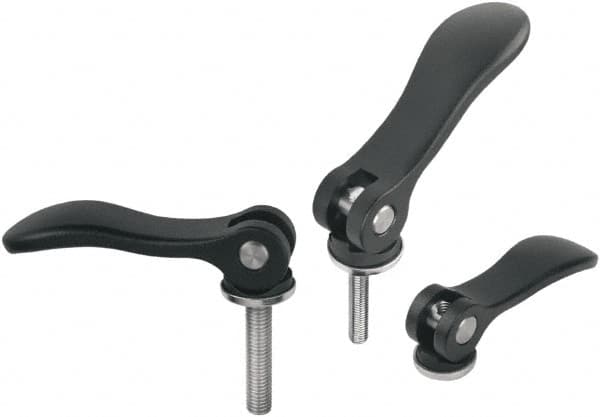 Threaded Stud Adjustable Clamping Handle: M3 Thread, Aluminum, Black MPN:K0005-950110310