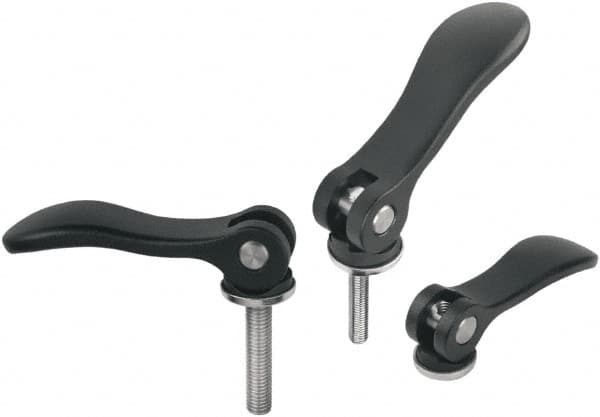 Threaded Stud Adjustable Clamping Handle: M3 Thread, Aluminum, Black MPN:K0005-951110310