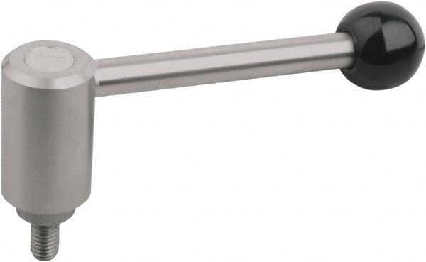 Threaded Stud Adjustable Clamping Handle: M16 Thread, Stainless Steel, Metallic MPN:K0109.3162X60