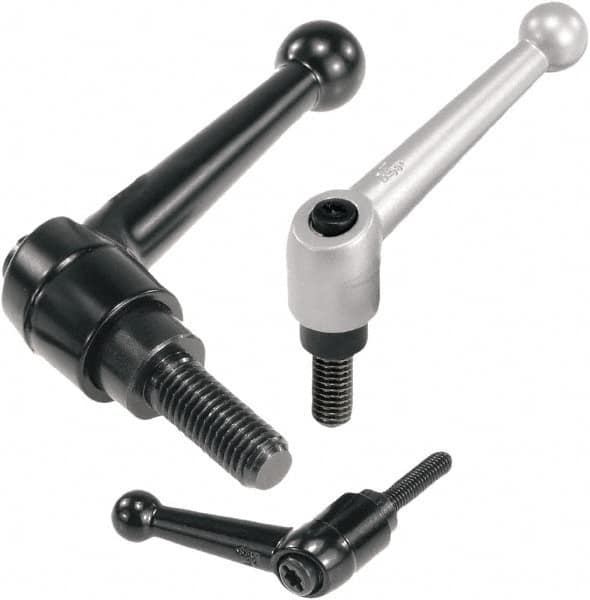 Threaded Stud Adjustable Clamping Handle: M5 Thread, Zinc, Black MPN:K0116.1051X40