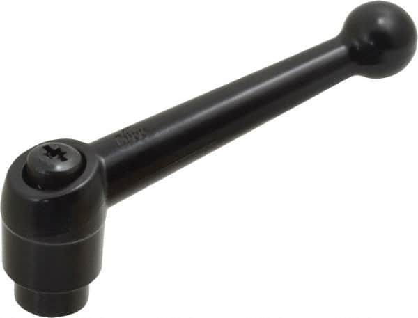 Threaded Hole Adjustable Clamping Handle: M12 x 1.75 Thread, 25 mm Hub Dia, Die Cast Zinc, Black MPN:K0116.4121