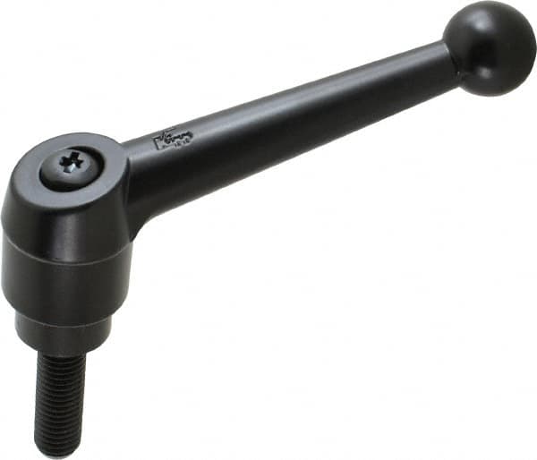 Threaded Stud Adjustable Clamping Handle: M12 x 1.75 Thread, 30 mm Hub Dia, Die Cast Zinc, Black MPN:K0116.5121X40