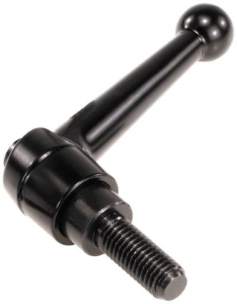 Threaded Stud Adjustable Clamping Handle: M12 x 1.75 Thread, 30 mm Hub Dia, Die Cast Zinc, Black MPN:K0116.5121X50