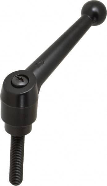 Threaded Stud Adjustable Clamping Handle: M12 x 1.75 Thread, 30 mm Hub Dia, Die Cast Zinc, Black MPN:K0116.5121X60