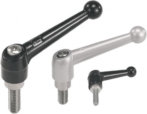 Threaded Stud Adjustable Clamping Handle: M5 Thread, Zinc, Black MPN:K0117.1051X10