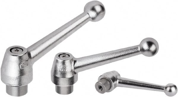 Threaded Hole Adjustable Clamping Handle: M8 Thread, Steel, Silver MPN:K0120.108
